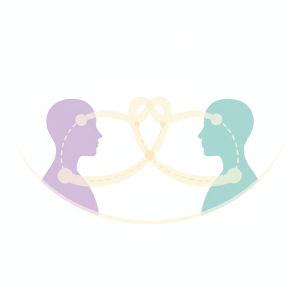 Ilustración de dos personas conectadas con un límite sano entre ambas